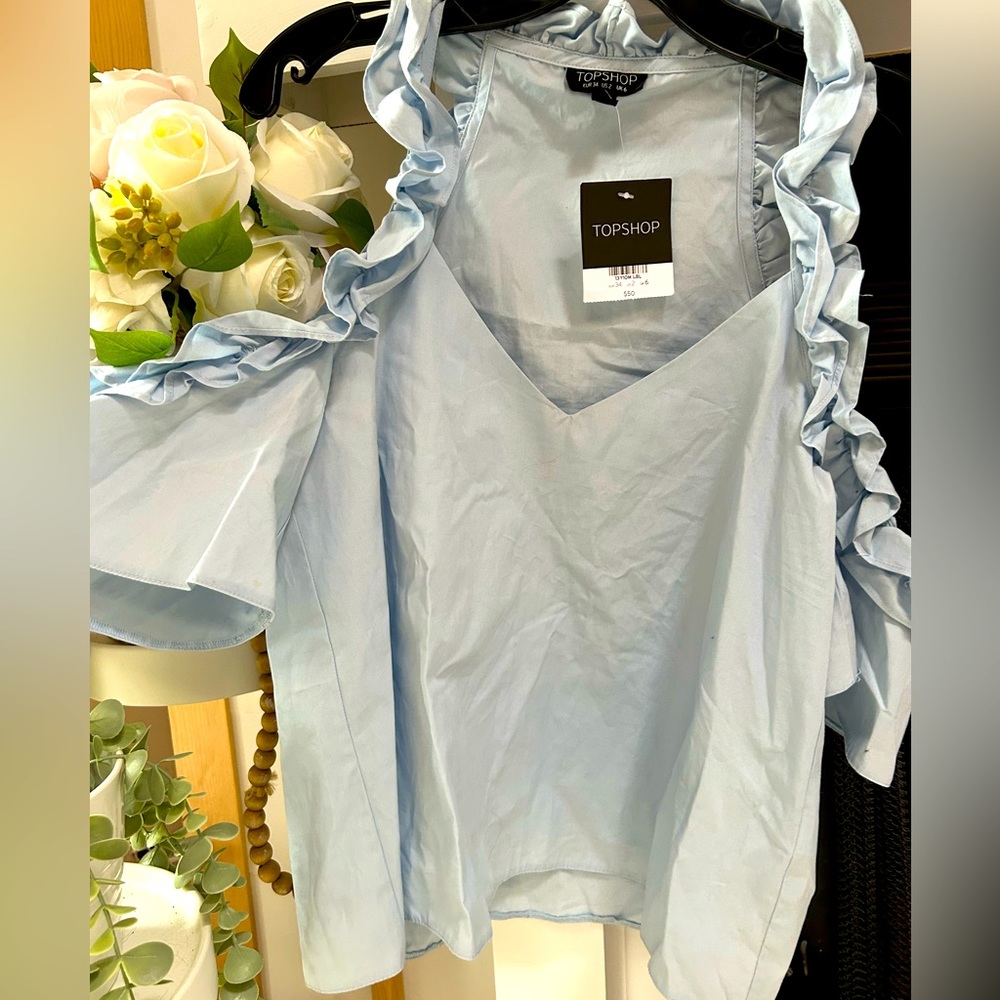 NWT TopShop Cold Shoulder Cotton Blouse (2)